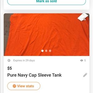 Orange Capped Sleeve Tank Top | Brand: Pure Navy